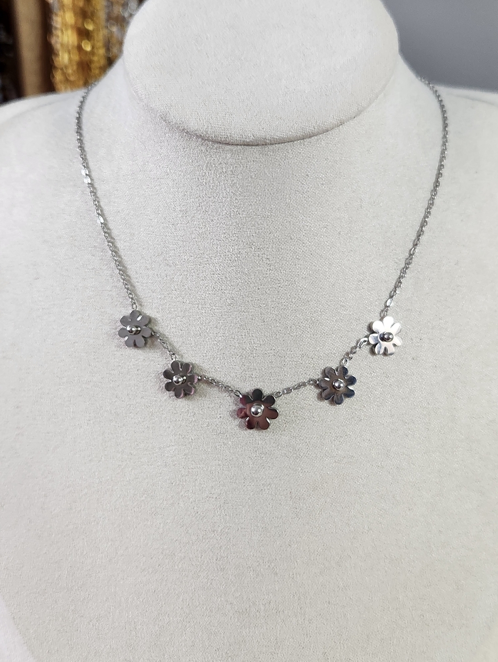 Stainless Steel Daisy Stacking Necklace
